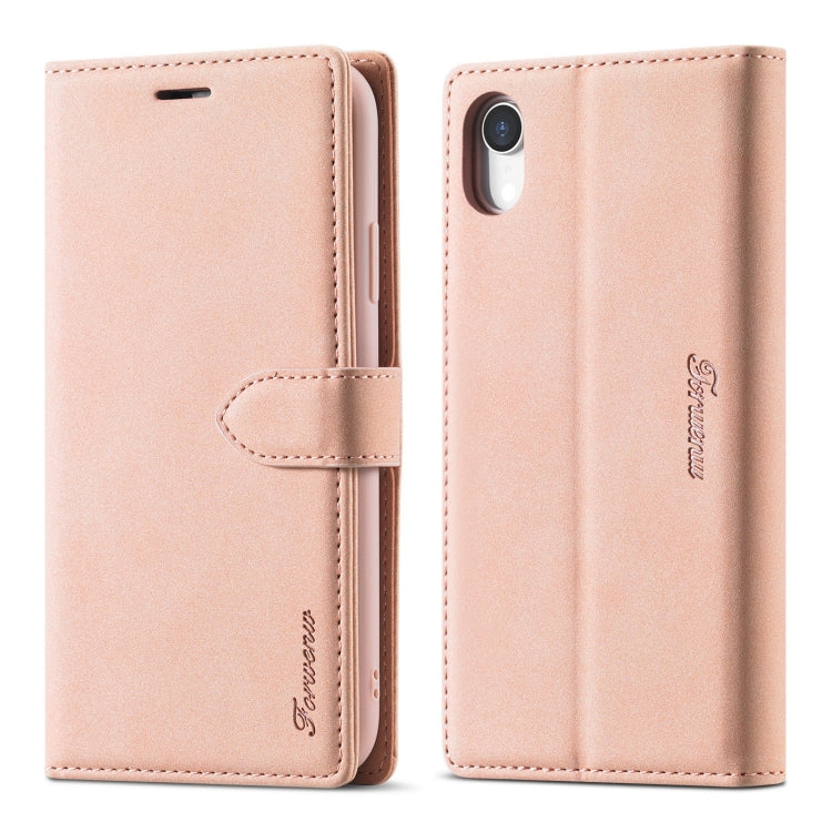 Forwenw F1 Series Matte Strong Magnetism Funda de cuero con tapa horizontal con soporte y ranuras para tarjetas y billetera y marco de fotos, For iPhone XR