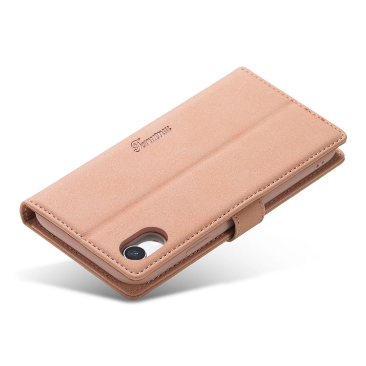 Forwenw F1 Series Matte Strong Magnetism Funda de cuero con tapa horizontal con soporte y ranuras para tarjetas y billetera y marco de fotos, For iPhone XR