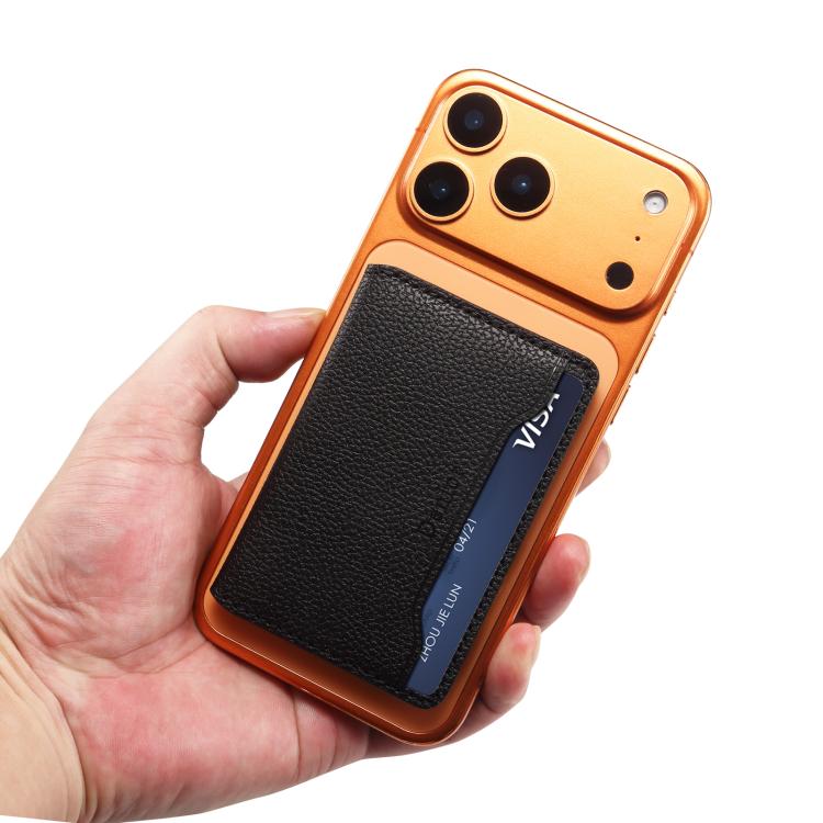 Cartera Denior V23 con textura de lichi y soporte MagSafe de piel para tarjetas., V23