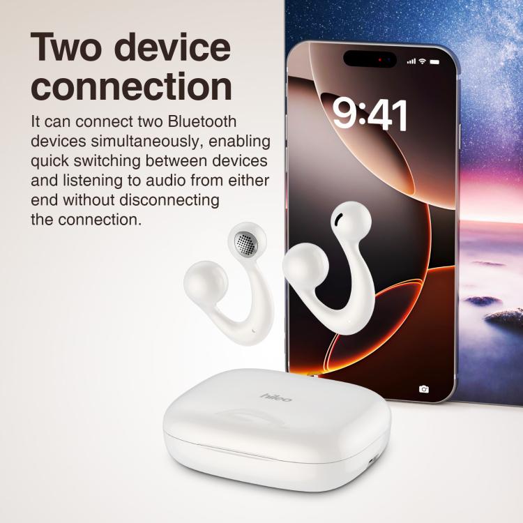 Auriculares deportivos inalámbricos Bluetooth Hileo HI83 con clip y cancelación de ruido.