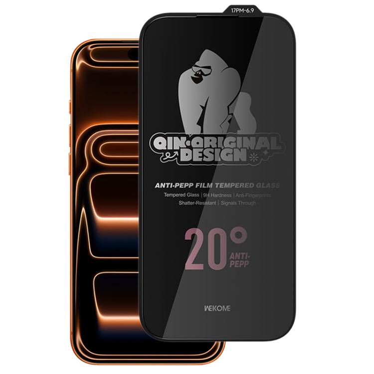 WK WTP-121 Qin - Diseño original, lámina de vidrio templado curvada 9D con ángulo de privacidad de 20 grados., For iPhone 17 Pro Max, For iPhone 17 Pro, For iPhone 17 / 16 Pro, For iPhone Air