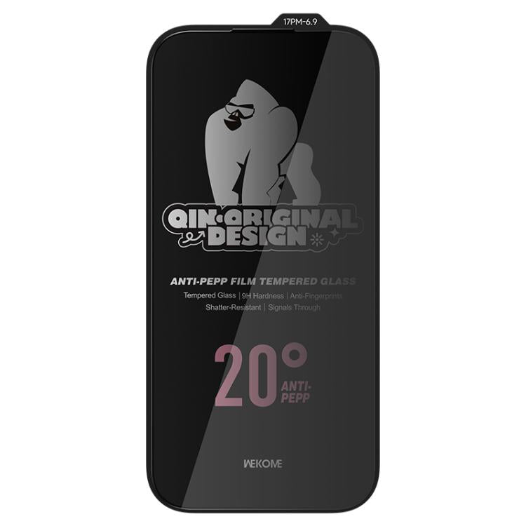 WK WTP-121 Qin - Diseño original, lámina de vidrio templado curvada 9D con ángulo de privacidad de 20 grados., For iPhone 17 Pro Max, For iPhone 17 Pro, For iPhone 17 / 16 Pro, For iPhone Air