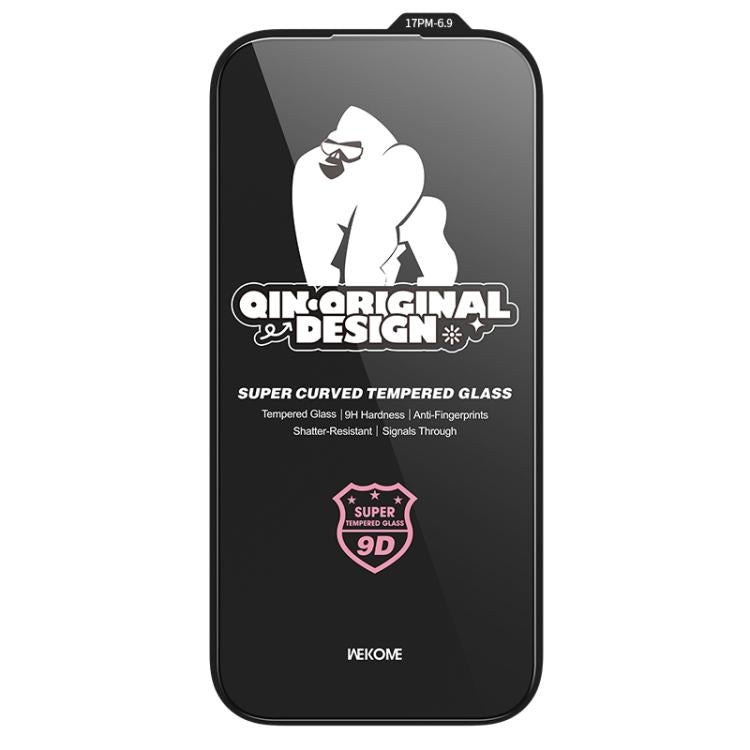 Protector de pantalla de vidrio templado HD de gran arco curvo 9D de la serie Qin WK WTP-120, For iPhone 17 Pro Max, For iPhone 17 Pro, For iPhone 17 / 16 Pro, For iPhone Air