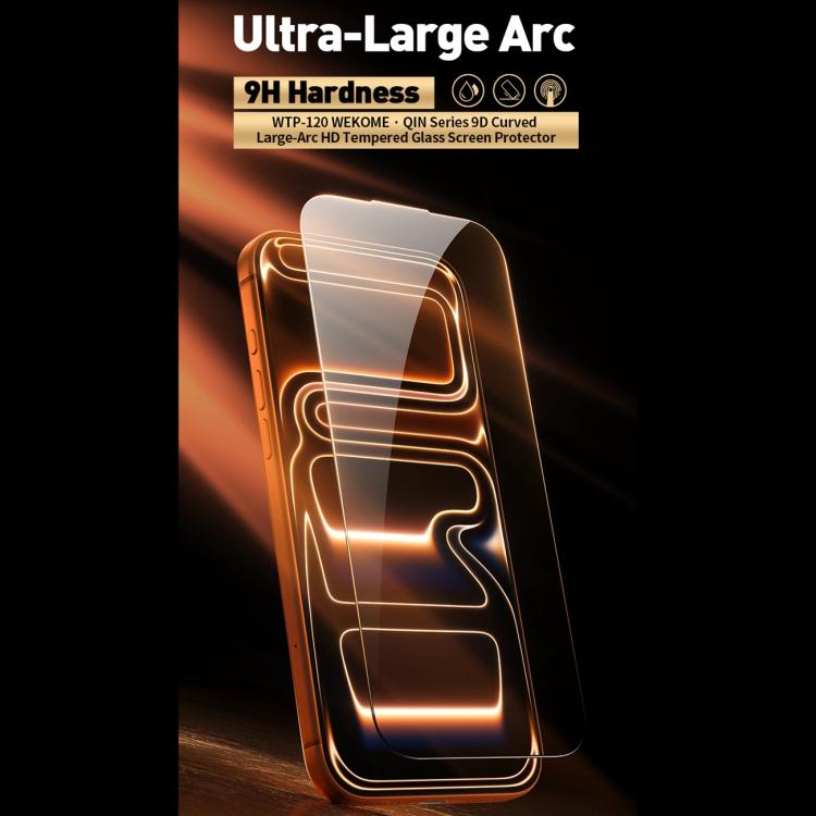 Protector de pantalla de vidrio templado HD de gran arco curvo 9D de la serie Qin WK WTP-120, For iPhone 17 Pro Max, For iPhone 17 Pro, For iPhone 17 / 16 Pro, For iPhone Air