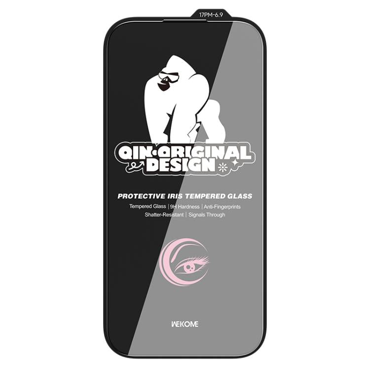 WK WTP-130 Qin - Diseño original 9D, protector de pantalla de vidrio templado HD curvo antirreflejos para el cuidado de la vista, For iPhone 17 Pro Max, For iPhone 17 Pro, For iPhone 17 / 16 Pro, For iPhone Air
