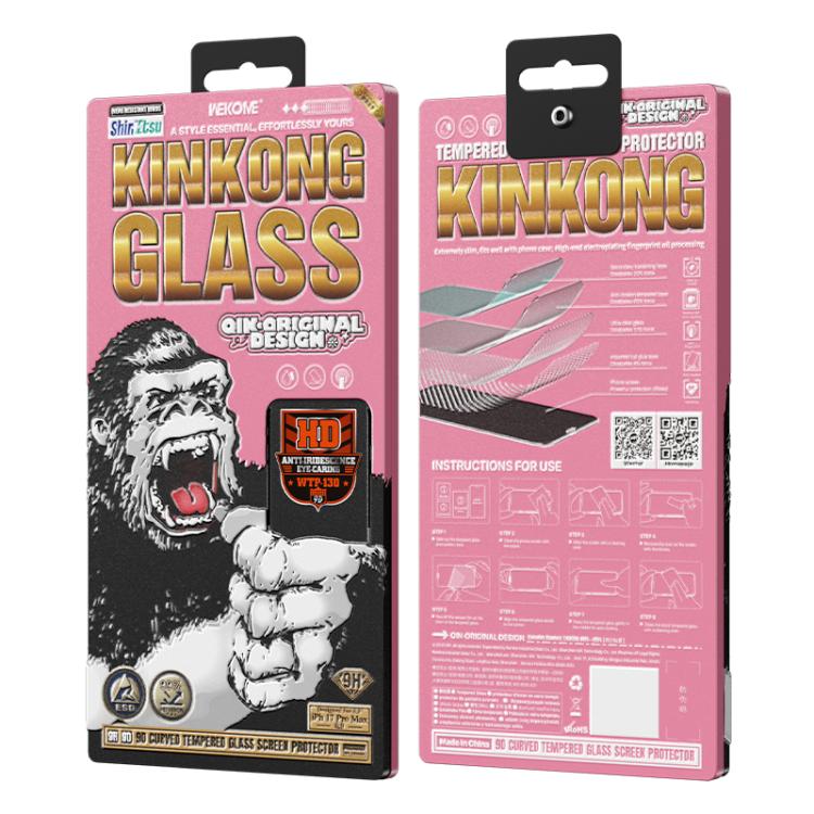 WK WTP-130 Qin - Diseño original 9D, protector de pantalla de vidrio templado HD curvo antirreflejos para el cuidado de la vista, For iPhone 17 Pro Max, For iPhone 17 Pro, For iPhone 17 / 16 Pro, For iPhone Air