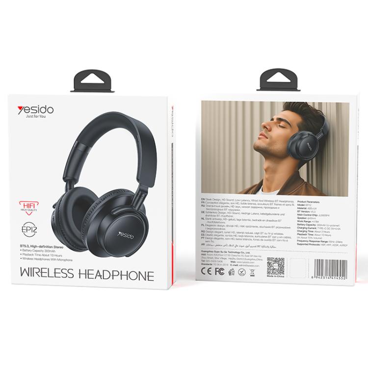Auriculares inalámbricos Bluetooth Yesido EP12 de diadema, EP12