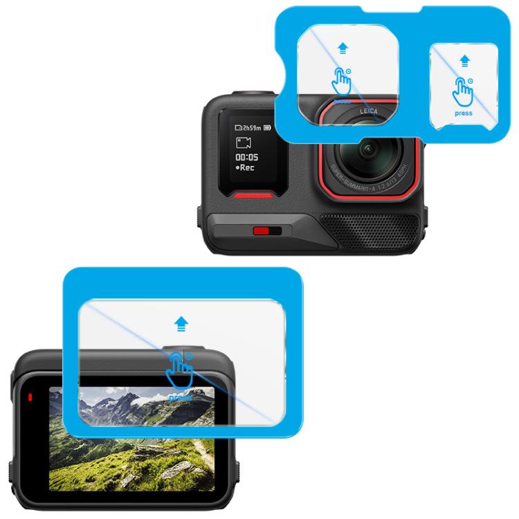 Protector de pantalla de vidrio templado imak con película para lente de cámara, versión autoposicionable., For Insta360 Ace Pro 2, For Insta360 Ace Pro