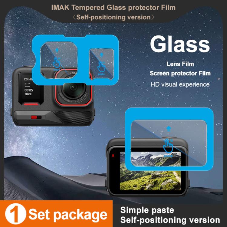 Protector de pantalla de vidrio templado imak con película para lente de cámara, versión autoposicionable., For Insta360 Ace Pro 2, For Insta360 Ace Pro