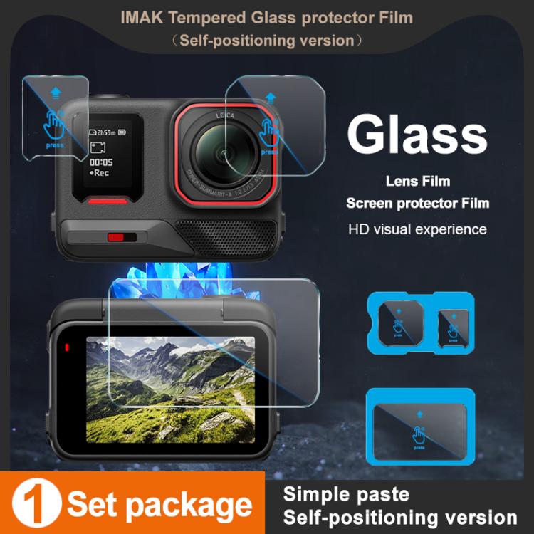 Protector de pantalla de vidrio templado imak con película para lente de cámara, versión autoposicionable., For Insta360 Ace Pro 2, For Insta360 Ace Pro