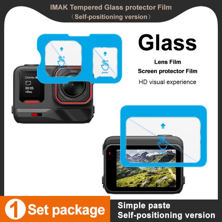 Protector de pantalla de vidrio templado imak con película para lente de cámara, versión autoposicionable., For Insta360 Ace Pro 2, For Insta360 Ace Pro