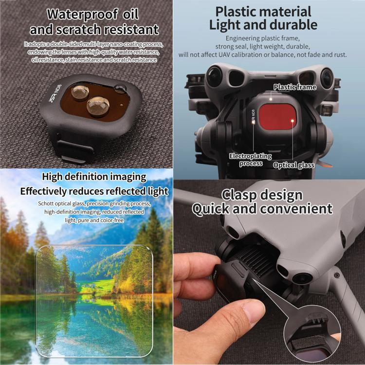Filtro de lente de cámara para dron con clip para DJI Mini 5 Pro JSR CB Series, MCUV, CPL, ND8, ND16, ND32, ND64, ND128, ND256, ND8PL, ND16PL, ND32PL, ND64PL, STAR, NIGHT, Black Mist 1/4, 3 in 1 CPL ND16/64, 4 in 1 CPL ND8/32/128, 4 in 1 ND8-64        ...