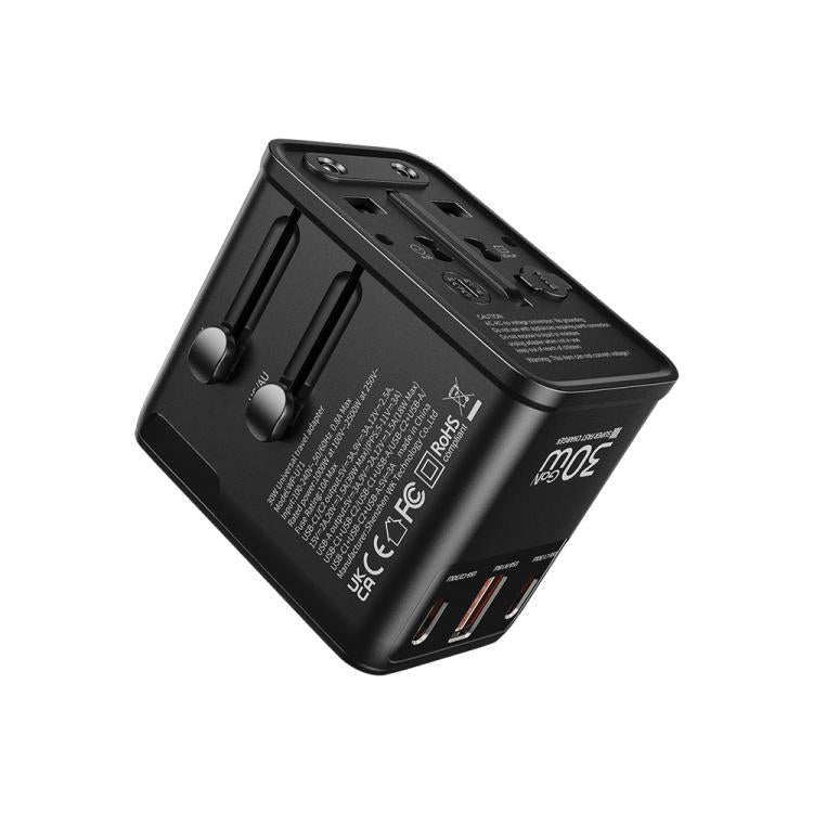 Cargador de viaje universal de tres puertos WK WP-U71 de 30 W con GaN