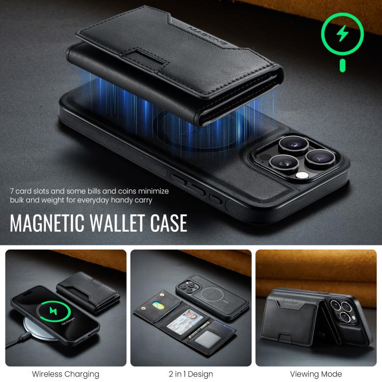 Funda desmontable para teléfono MagSafe RFID de la serie K4 de MAGKING, For iPhone 15 Pro Max, For iPhone 15 Pro, For iPhone 15 Plus, For iPhone 15, For iPhone 14 Plus, For iPhone 14, For iPhone 14 Pro, For iPhone 14 Pro Max