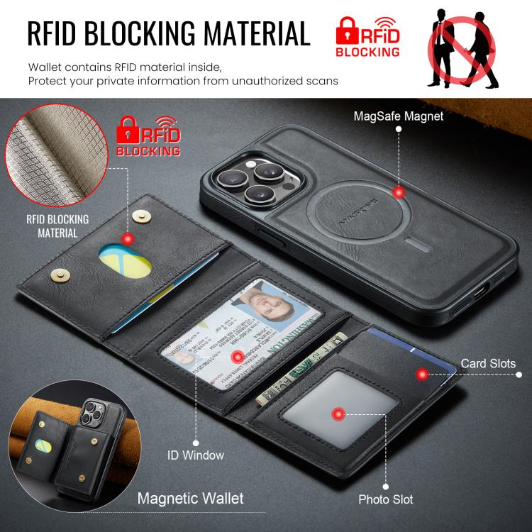 Funda desmontable para teléfono MagSafe RFID de la serie K4 de MAGKING, For iPhone 15 Pro Max, For iPhone 15 Pro, For iPhone 15 Plus, For iPhone 15, For iPhone 14 Plus, For iPhone 14, For iPhone 14 Pro, For iPhone 14 Pro Max