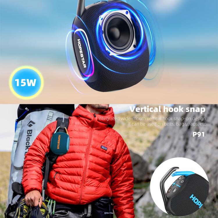 Altavoz Bluetooth para exteriores HOPESTAR P91 de 15 W, resistente al agua (IPX7).
