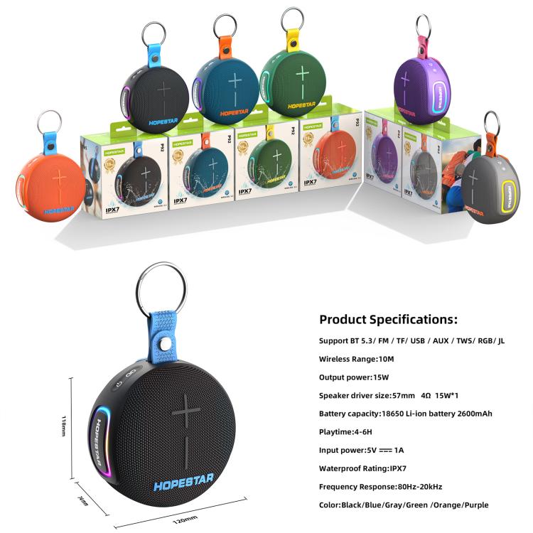 Altavoz inalámbrico Bluetooth HOPESTAR P92 de 15 W para exteriores, resistente al agua (IPX7).