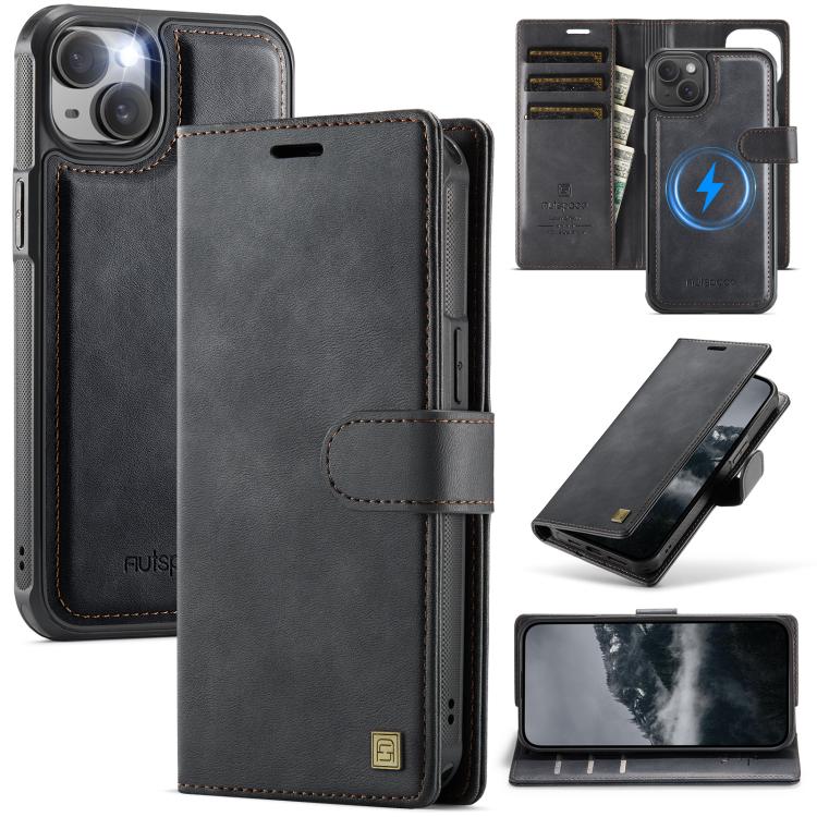 Funda magnética para teléfono AutSpace A05 2 en 1 con textura de piel de becerro retro y MagSafe, For iPhone 15, For iPhone 14 Plus, For iPhone 14 / 13, For iPhone 14 Pro, For iPhone 14 Pro Max, For iPhone 13 Pro Max, For iPhone 13 Pro                 ...
