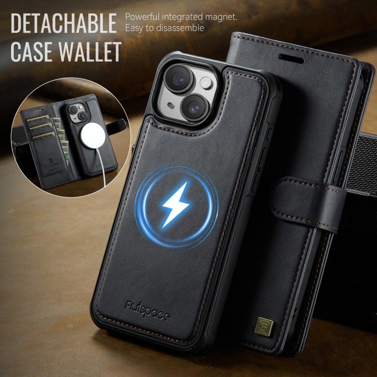 Funda magnética para teléfono AutSpace A05 2 en 1 con textura de piel de becerro retro y MagSafe, For iPhone 15, For iPhone 14 Plus, For iPhone 14 / 13, For iPhone 14 Pro, For iPhone 14 Pro Max, For iPhone 13 Pro Max, For iPhone 13 Pro                 ...