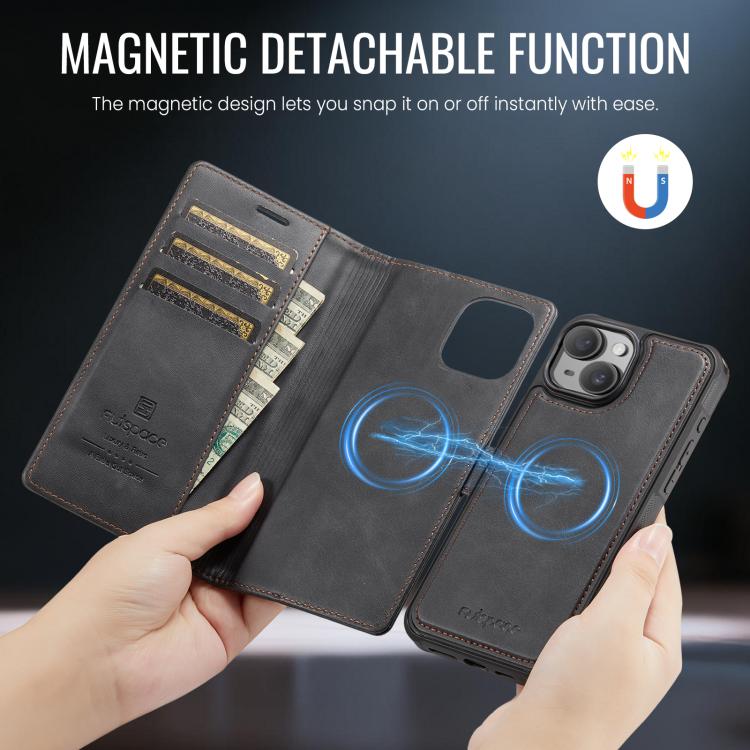 Funda magnética para teléfono AutSpace A05 2 en 1 con textura de piel de becerro retro y MagSafe, For iPhone 15, For iPhone 14 Plus, For iPhone 14 / 13, For iPhone 14 Pro, For iPhone 14 Pro Max, For iPhone 13 Pro Max, For iPhone 13 Pro                 ...