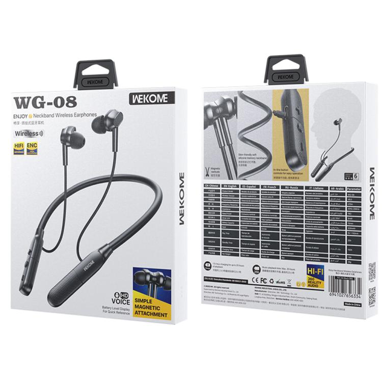 Auriculares inalámbricos Bluetooth con banda para el cuello WK WG-08 Nnjoy, WG-08 (Beige), WG-08 (Black)