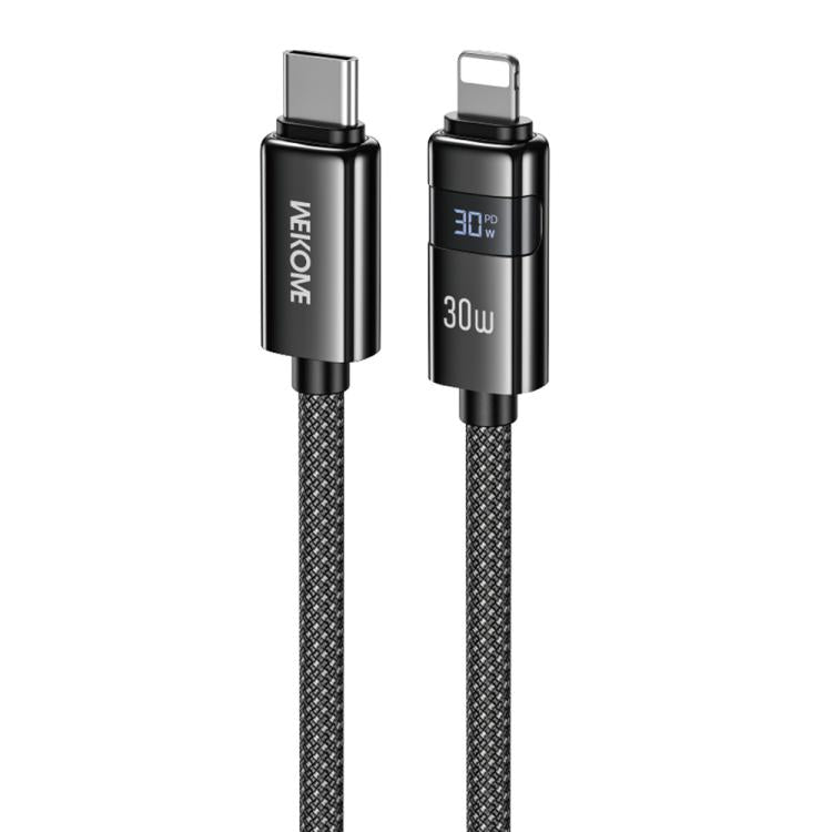 Cable de datos de carga rápida WK WDC-104 Raython 2 con pantalla digital de 30 W, conector USB-C a 8 pines, longitud: 1,2 m, WDC-104