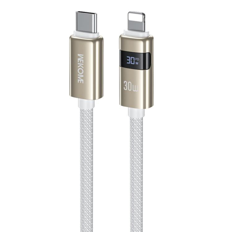 Cable de datos de carga rápida WK WDC-104 Raython 2 con pantalla digital de 30 W, conector USB-C a 8 pines, longitud: 1,2 m, WDC-104