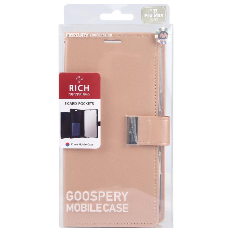 Funda para teléfono de piel con textura Crazy Horse de GOOSPERY RICH DIARY, For iPhone 17 Pro Max, For iPhone 17 Pro, For iPhone 17, For iPhone Air