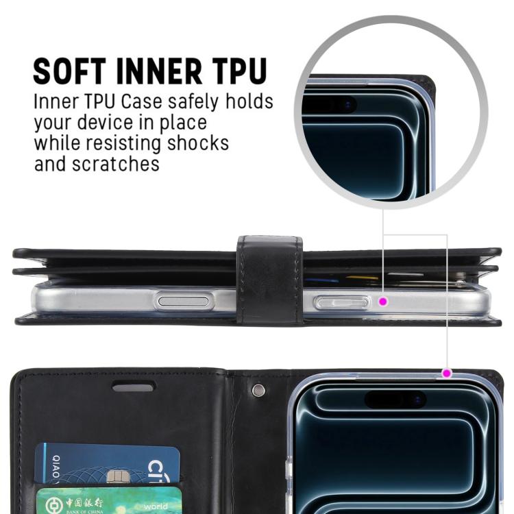 Funda de cuero para teléfono GOOSPERY MANSOOR DIARY con 9 ranuras para tarjetas, For iPhone 17 Pro Max, For iPhone 17 Pro, For iPhone 17, For iPhone Air