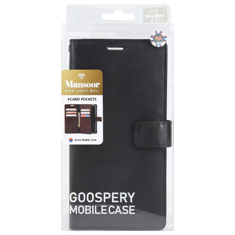 Funda de cuero para teléfono GOOSPERY MANSOOR DIARY con 9 ranuras para tarjetas, For iPhone 17 Pro Max, For iPhone 17 Pro, For iPhone 17, For iPhone Air