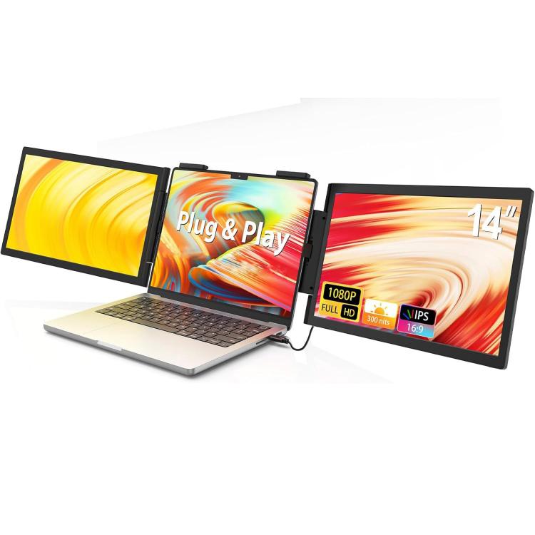Monitor portátil de doble pantalla Z140A01D de 14 pulgadas y 1080p para expansión de portátiles., 14 inch 1080P