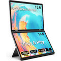 Monitor portátil plegable de doble pantalla S156P31D de 15,6 pulgadas y 1080P con soporte., 15.6 inch 1080P