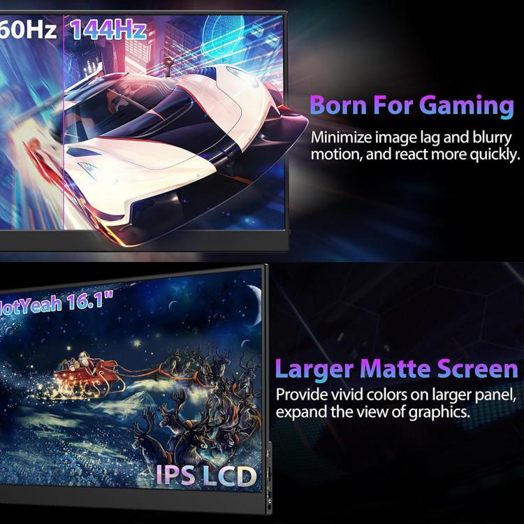 Monitor portátil P161Q10G de 16,1 pulgadas, 2.5K, 144 Hz y pantalla extendida., 16.1 inch 2.5K 144Hz
