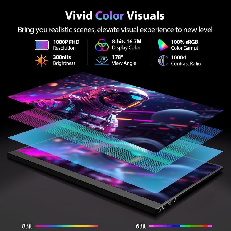 Monitor portátil P161Q10G de 16,1 pulgadas, 2.5K, 144 Hz y pantalla extendida., 16.1 inch 2.5K 144Hz