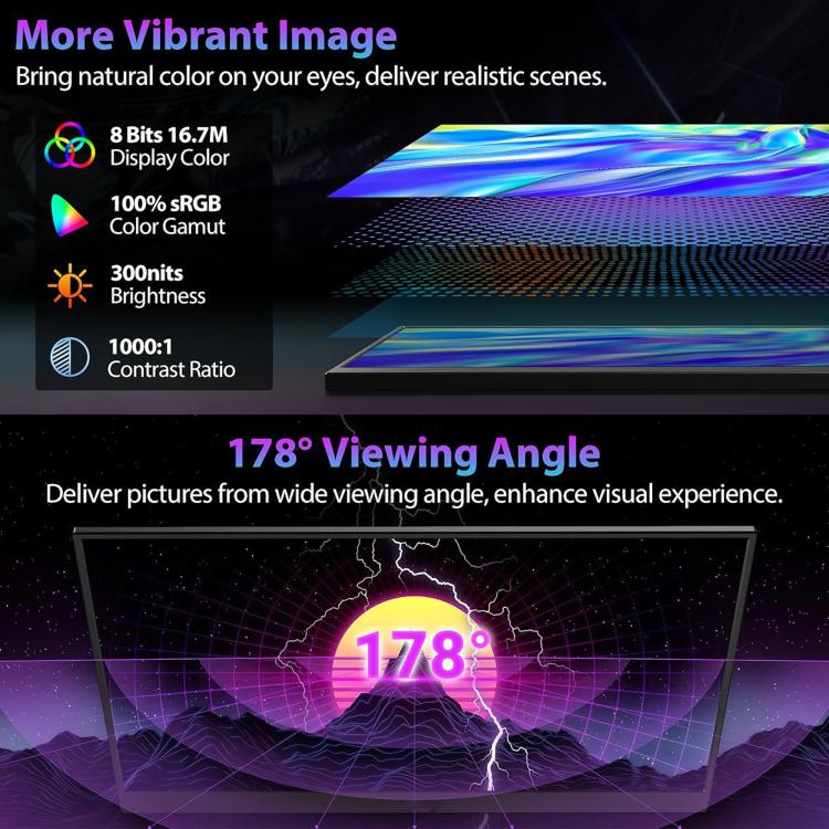 Monitor portátil P161Q10G de 16,1 pulgadas, 2.5K, 144 Hz y pantalla extendida., 16.1 inch 2.5K 144Hz