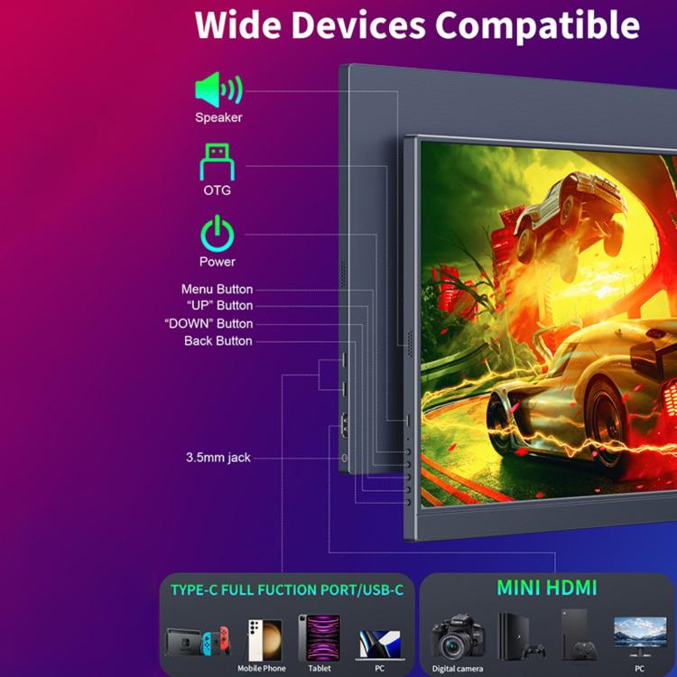 Monitor portátil para juegos P160Q16BW de 16 pulgadas y resolución 2.5K con pantalla extendida, 16 inch 2.5K 60Hz