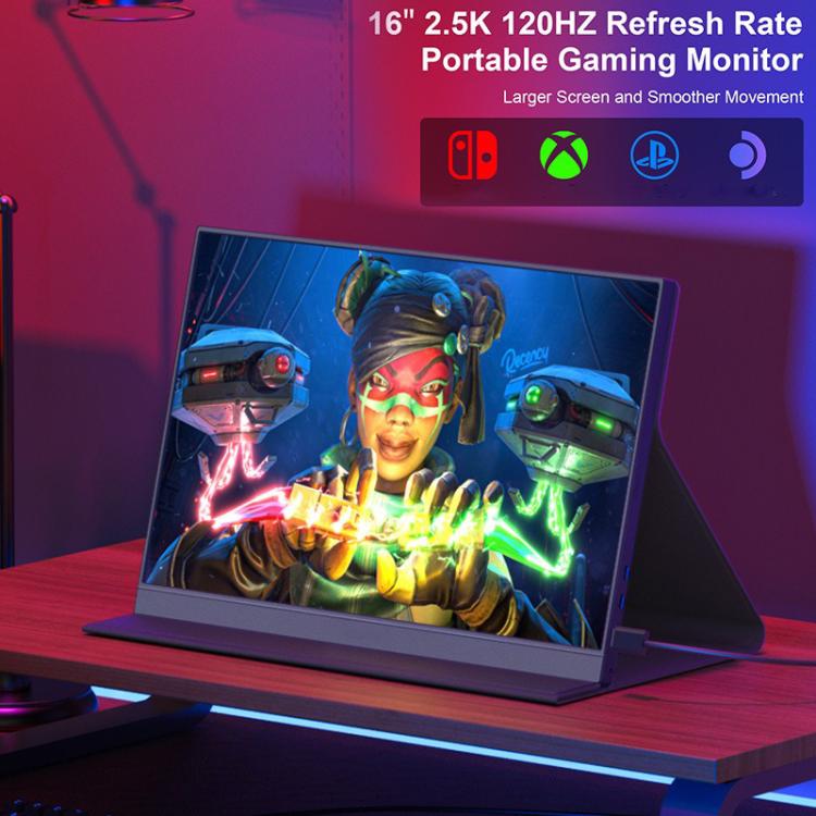 Monitor portátil P160Q16BWG de 16 pulgadas, 2.5K, 120 Hz, para juegos, pantalla extendida., 16 inch 2.5K 120Hz