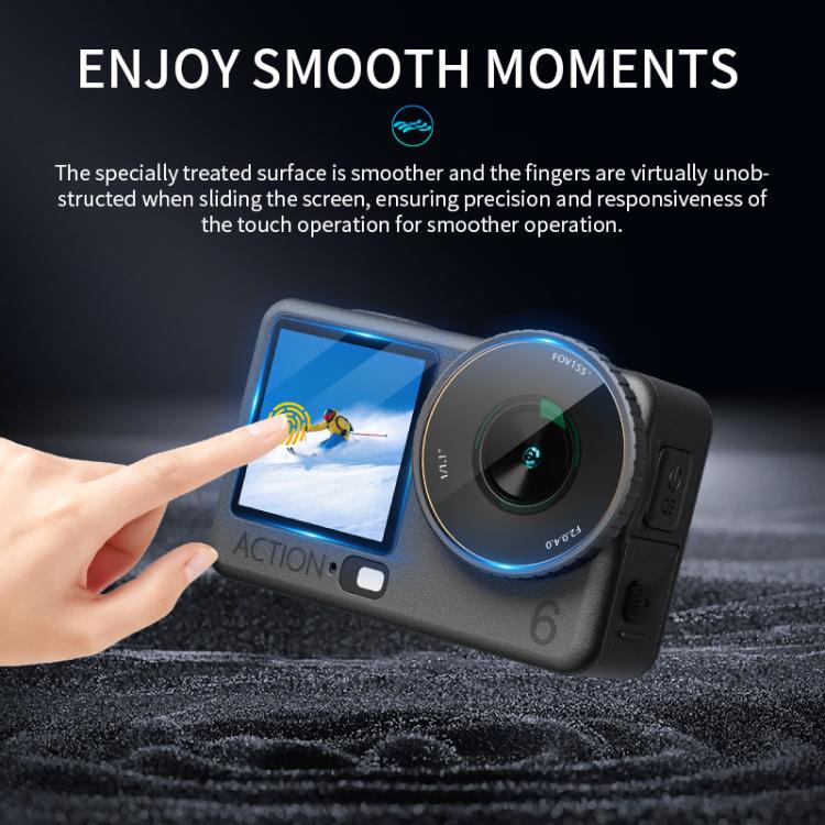 Protector de lente STARTRC 3 en 1 para pantalla frontal y trasera, láminas de vidrio templado., For DJI Osmo Action 6