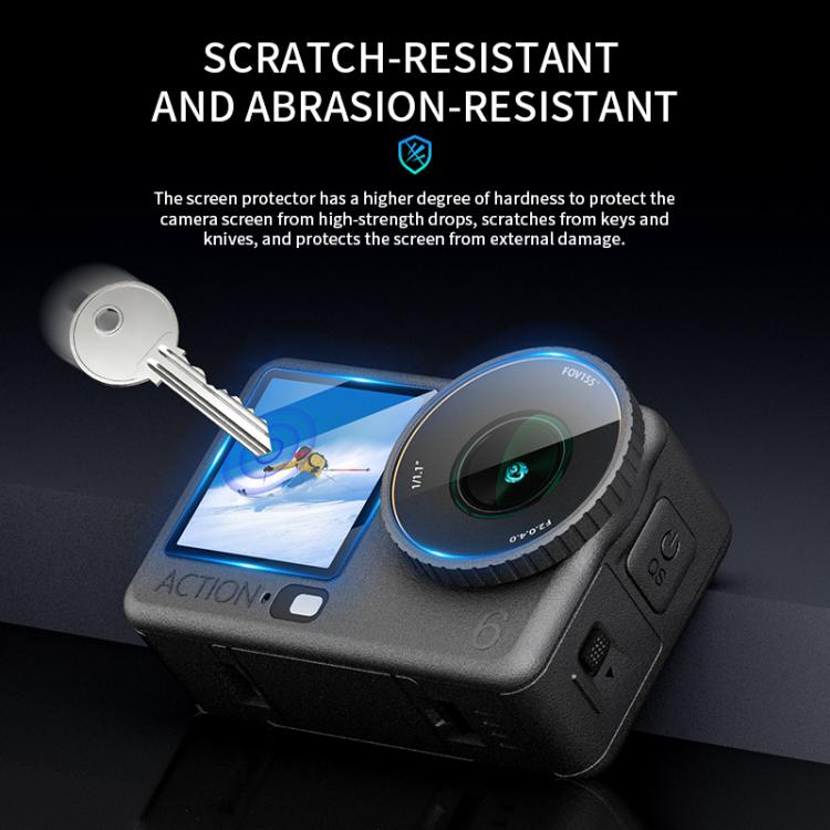Protector de lente STARTRC 3 en 1 para pantalla frontal y trasera, láminas de vidrio templado., For DJI Osmo Action 6
