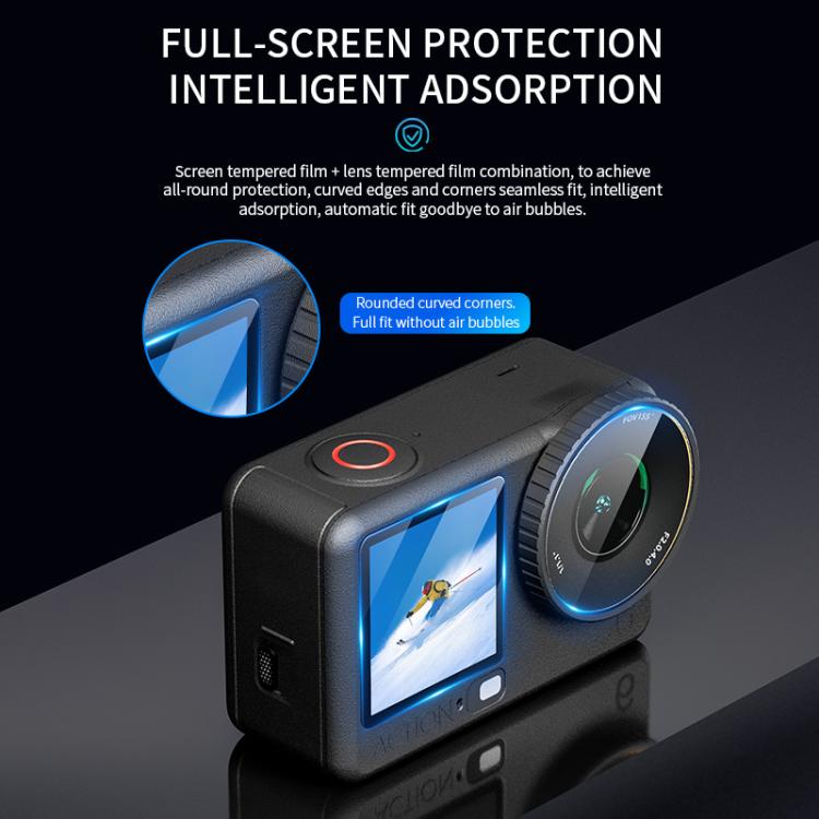 Protector de lente STARTRC 3 en 1 para pantalla frontal y trasera, láminas de vidrio templado., For DJI Osmo Action 6