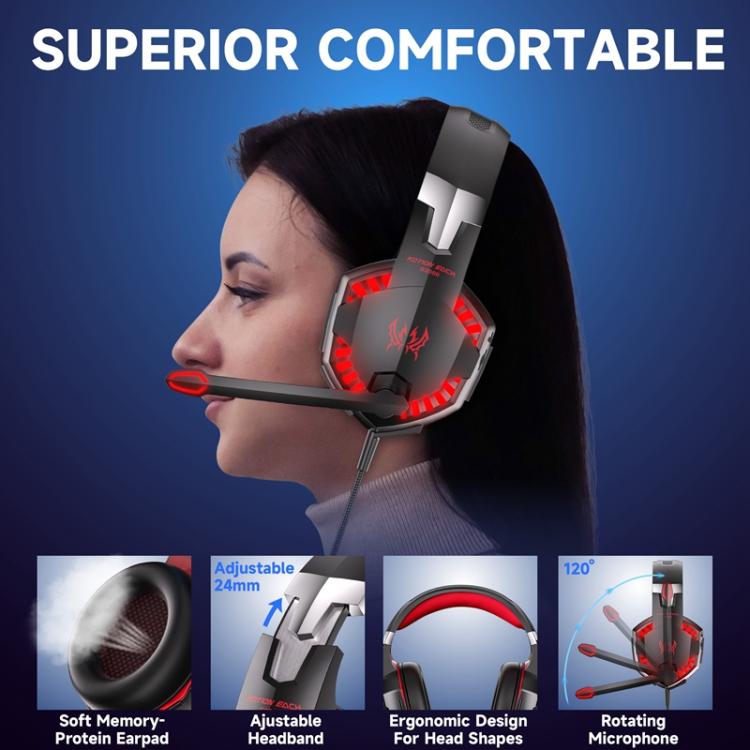 Auriculares para juegos con cable KOTION EACH G2000 con luz LED