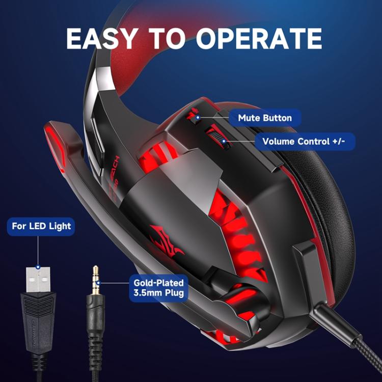 Auriculares para juegos con cable KOTION EACH G2000 con luz LED