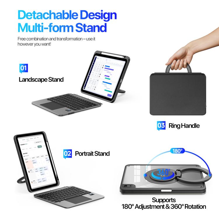 Funda para tablet y teclado inalámbrico multifuncional desmontable DUX DUCIS Serie VK, For iPad 2025 / 2022, For iPad Air 11 2024 / 2025 / Air 4 / 5, For iPad Pro 11 2024, For iPad Pro 11 2020 / 2021 / 2022