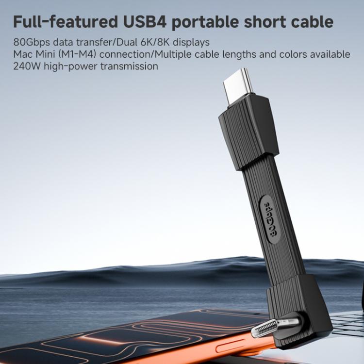 Cable de datos de 67 mm, 240 W, 8K, 80 Gbps, USB-C a USB-C para Thunderbolt 4, con todas las funciones., Type-C to Type-C 80Gbps