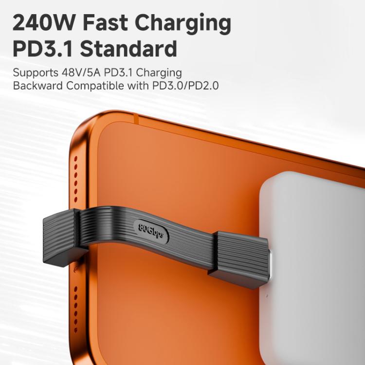 Cable de datos de 67 mm, 240 W, 8K, 80 Gbps, USB-C a USB-C para Thunderbolt 4, con todas las funciones., Type-C to Type-C 80Gbps