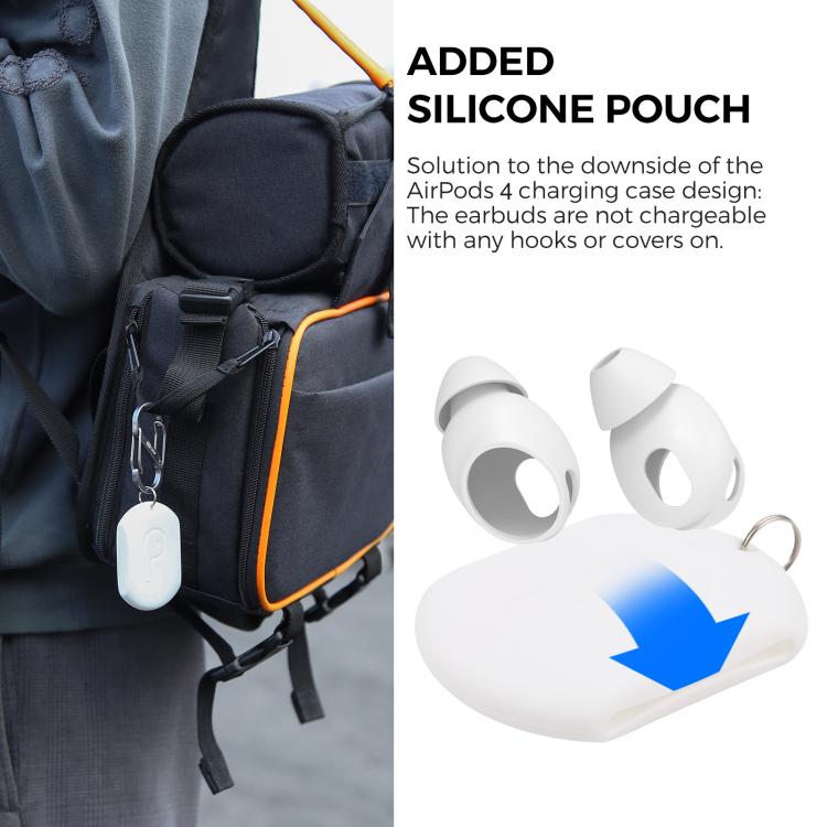 XDcase 3 pares de protectores de silicona para oídos con estuche de almacenamiento y mosquetón, For AirPods 4