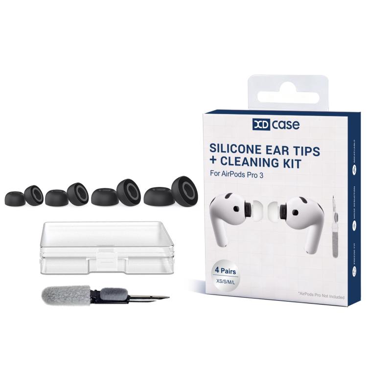 XDcase - 4 pares de almohadillas de silicona de repuesto para auriculares con kit de almacenamiento y limpieza., For AirPods Pro 3