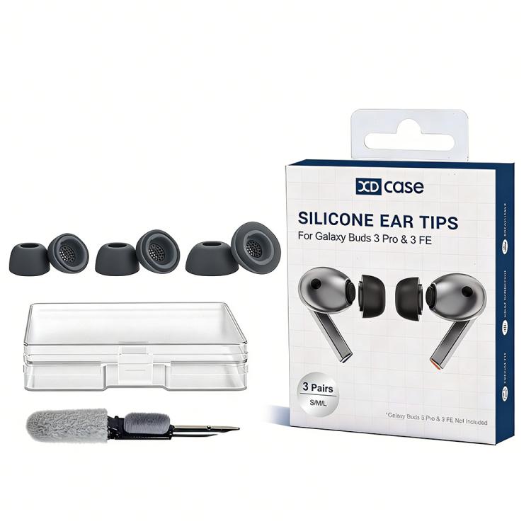 XDcase 3 pares de almohadillas de silicona para oídos con kit de almacenamiento y limpieza., For Samsung Galaxy Buds3 Pro