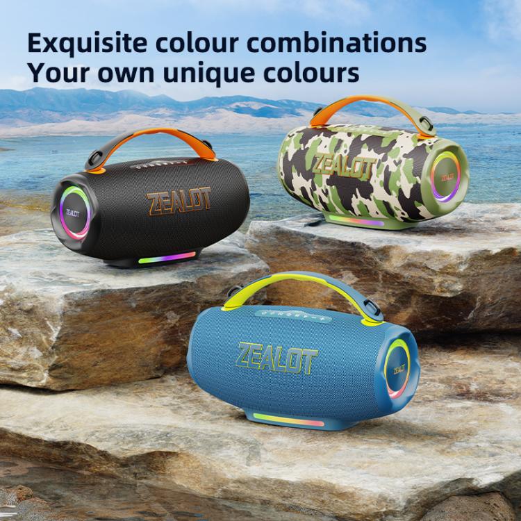 Altavoz Bluetooth portátil Zealot S167 de 100 W con iluminación RGB para exteriores.