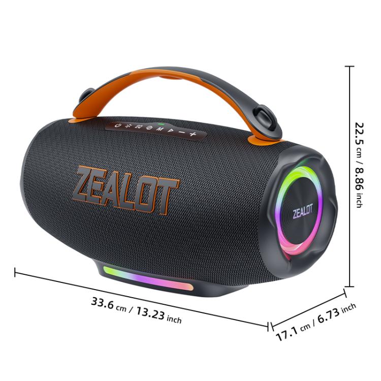 Altavoz Bluetooth portátil Zealot S167 de 100 W con iluminación RGB para exteriores.